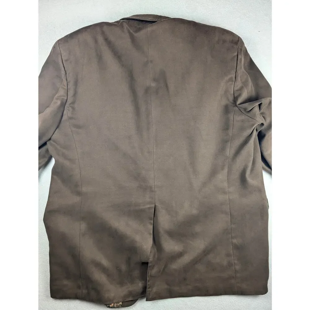 Ralph Lauren Sport Coat Signature Brown Vegan Faux Suede Paisley Lining Size 44L